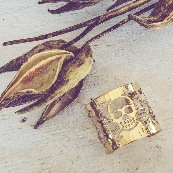 Brass Skull Cuff Bracelet - Statements Boutique
