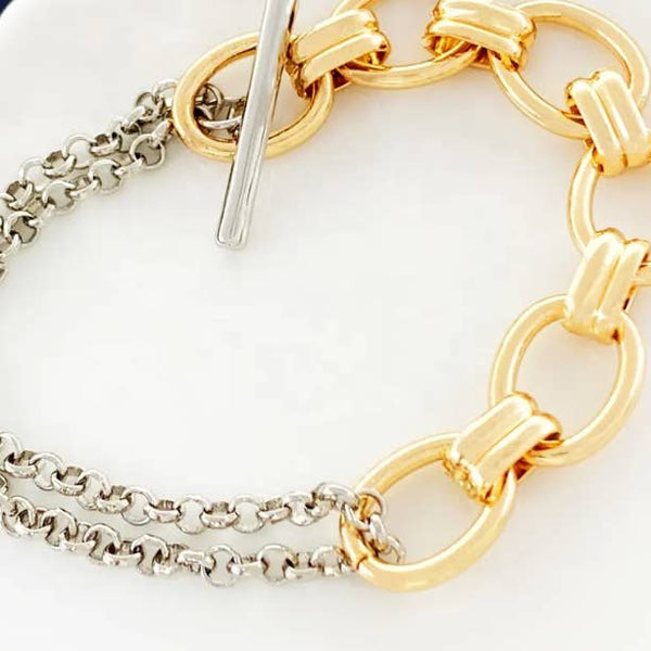 Two Tone Link and Lock Bracelet