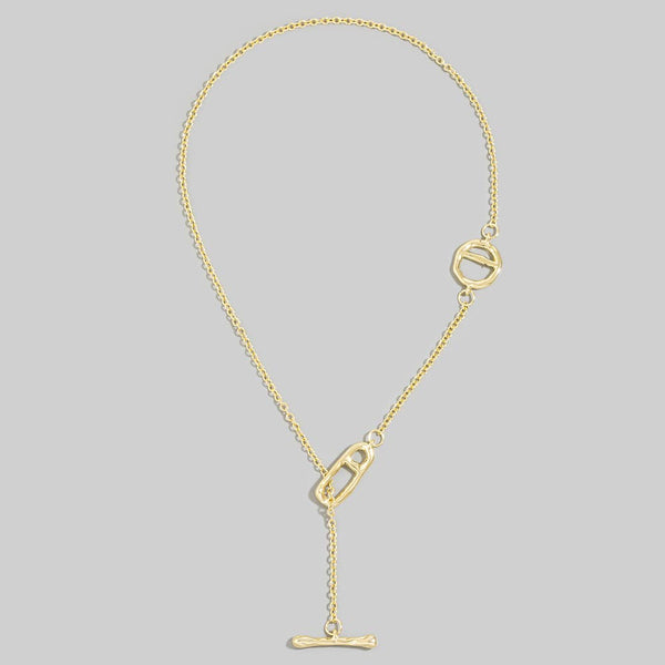 Gold Sculptural Lariat Necklace