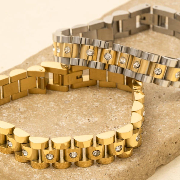 Stainless Steel Studded Watch Bracelet