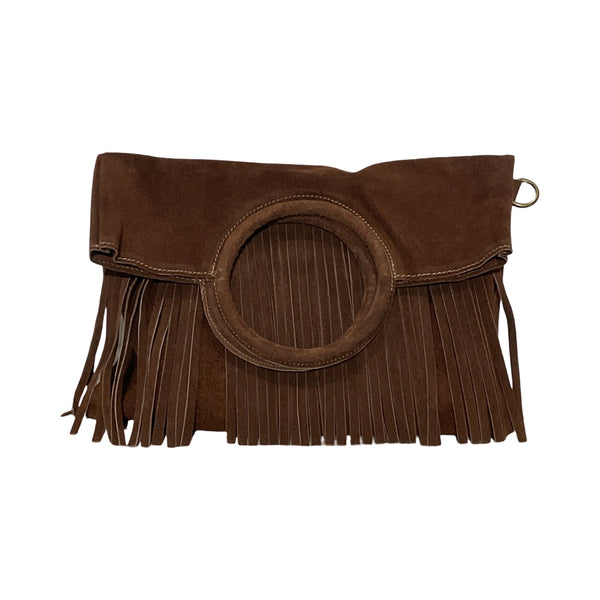 Suede Leather Fringe Bag - Chocolate - Statements Boutique