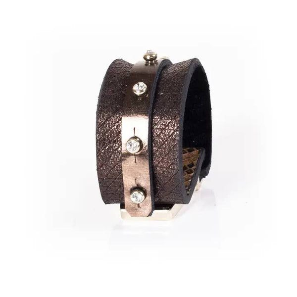 Leather Cuff With Crystal Studs