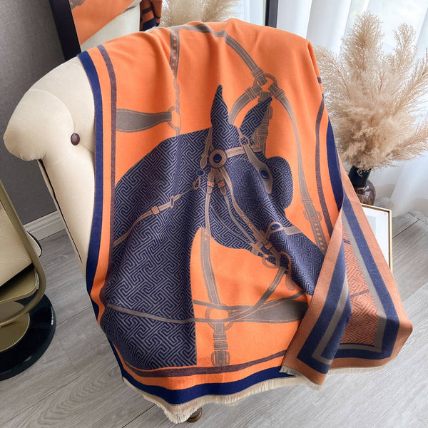Equestrian Orange / Blue Reversible Wrap