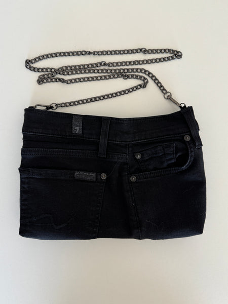 7FAM Upcycled Jean Clutch With Removable Chain