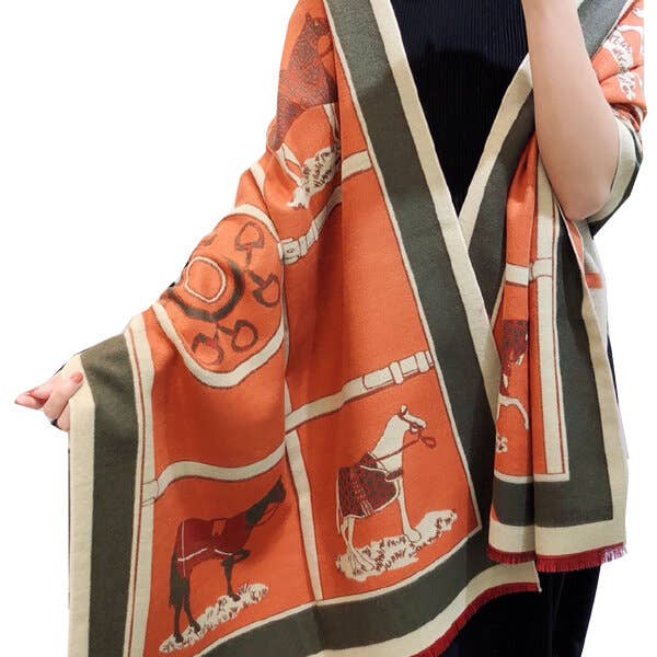 Equestrian Orange / Green Reversible Wrap