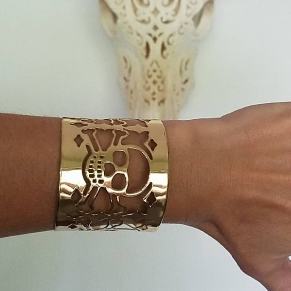 Brass Skull Cuff Bracelet - Statements Boutique