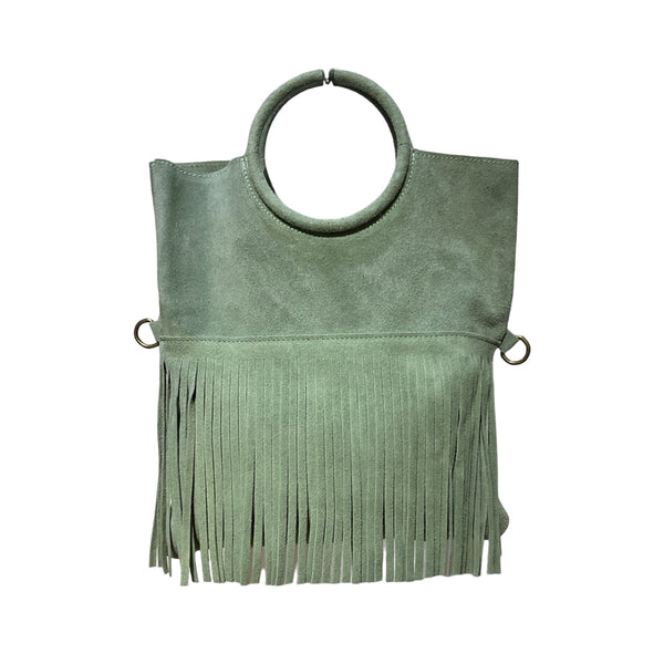 Suede Leather Fringe Bag - Chocolate - Statements Boutique