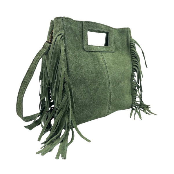 Marion Green Suede Leather Handbag