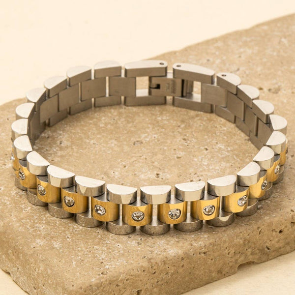 Stainless Steel Studded Watch Bracelet