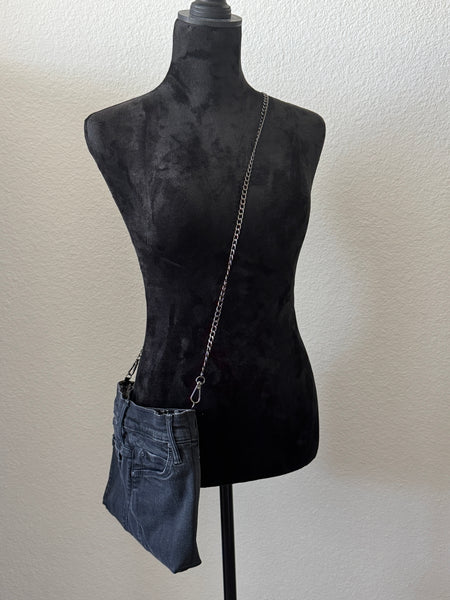 Mother Upcycled Jean Clutch With Removable Chain