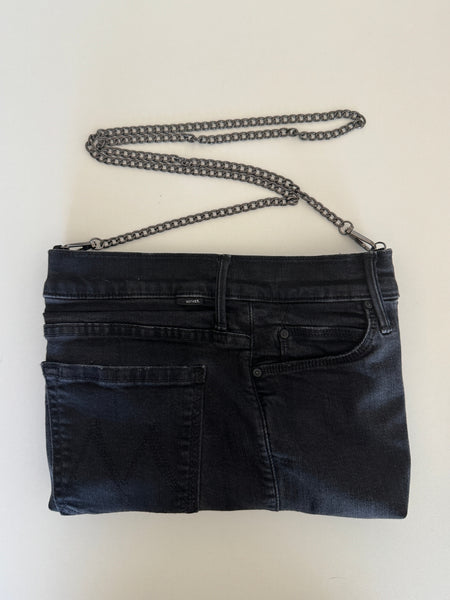 Mother Upcycled Jean Clutch With Removable Chain