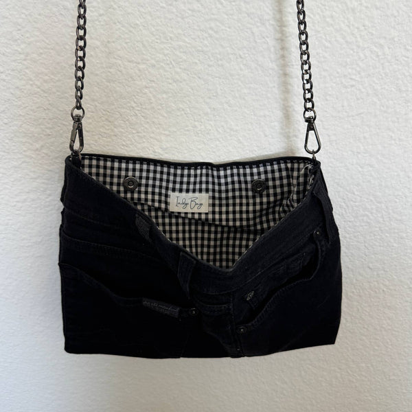7FAM Upcycled Jean Clutch With Removable Chain